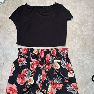 Shein 2 piece outfit Crop top and high waisted shorts